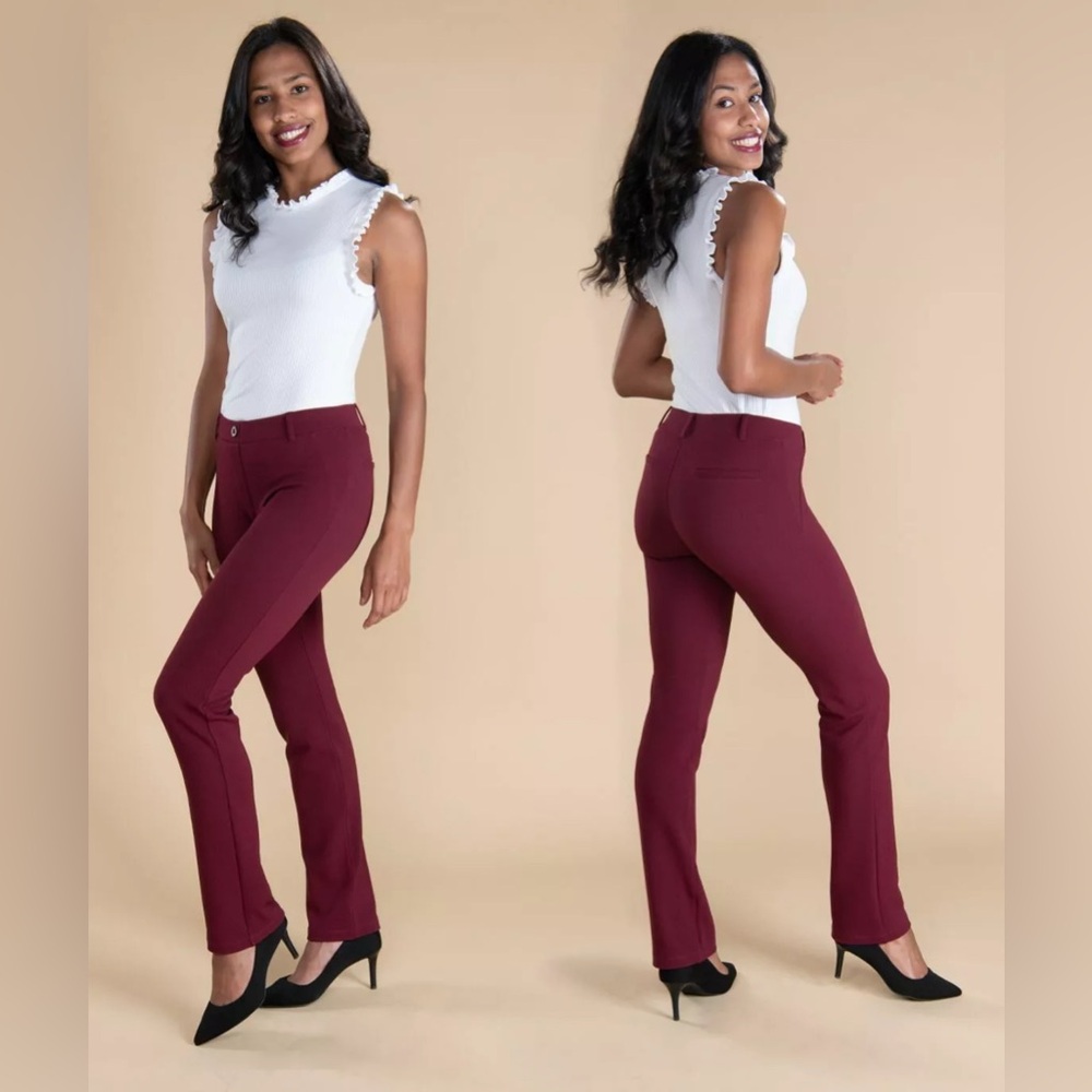 BetaBrand Burgundy Dress Pant Yoga Straight Pant L